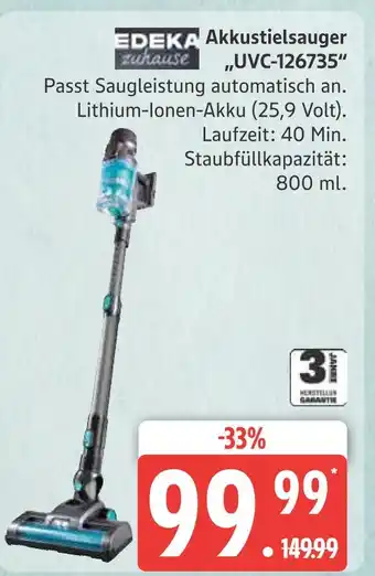 Marktkauf Edeka zuhause akkustielsauger uvc-126735 Angebot