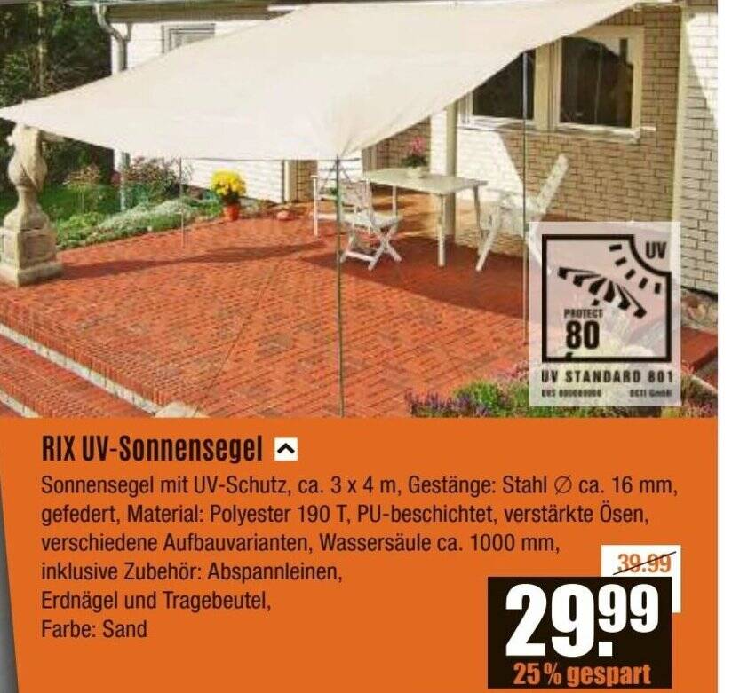 RIX UV-Sonnensegel Angebot bei V Baumarkt