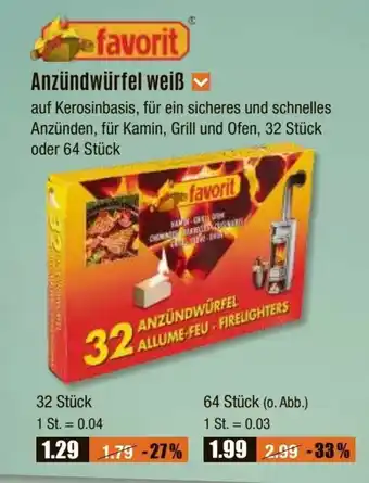 V Baumarkt favorit Anzündwürfel weiß Angebot