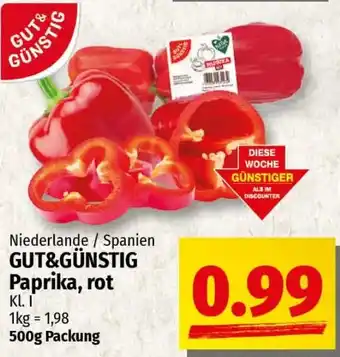 Ihr Frischmarkt GUT&GÜNSTIG Paprika, rot Angebot