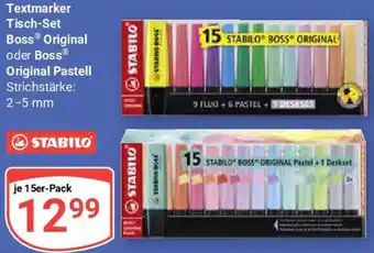 Globus STABILO Textmarker Tisch-Set Boss Original oder Boss Original Pastell Angebot