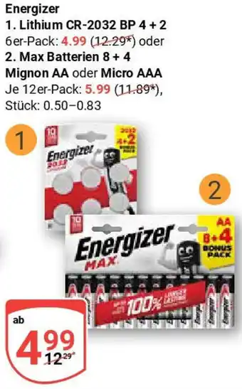 Globus Energizer Lithium CR-2032 BP 4+2 Angebot