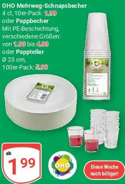 Globus OHO Mehrweg-Schnapsbecher oder Pappbecher Angebot