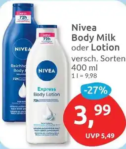 Budni Nivea Body Milk oder Lotion Angebot
