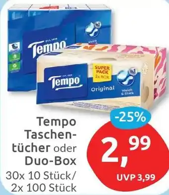 Budni Tempo Taschentücher oder Duo-Box Angebot