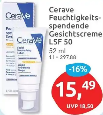 Budni Cerave Feuchtigkeitsspendende Gesichtscreme LSF 50 Angebot