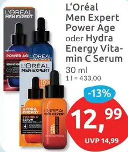 Budni L'Oréal Men Expert Power Age oder Hydra Energy Vitamin C Serum Angebot