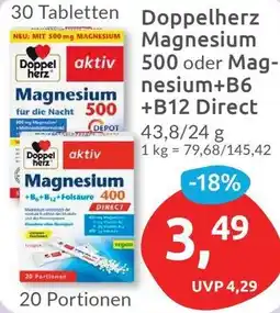 Budni Doppelherz Magnesium 500 oder Magnesium+B6 +B12 Direct Angebot