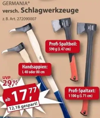 Sonderpreis Baumarkt GERMANIA versch. Schlagwerkzeuge Angebot