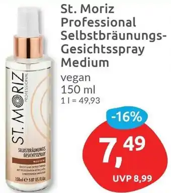 Budni St. Moriz Professional Selbstbräunungs Gesichtsspray Medium Angebot
