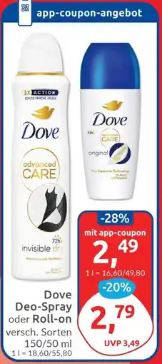 Budni Dove Deo-Spray oder Roll-on Angebot