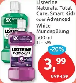 Budni Listerine Naturals, Total Care, Smart Kidz oder Advanced White Mundspülung Angebot