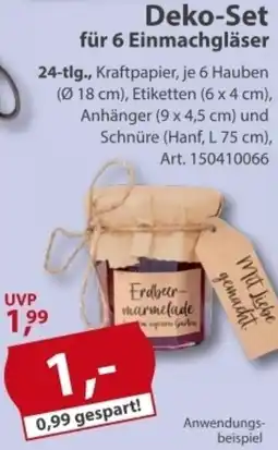 Sonderpreis Baumarkt Deko-Set für 6 Einmachgläser Angebot