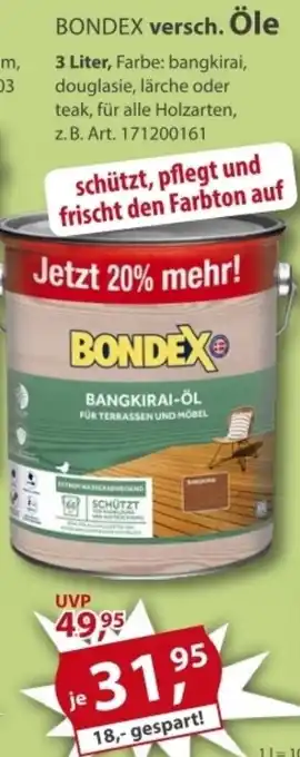 Sonderpreis Baumarkt BONDEX versch. Öle Angebot
