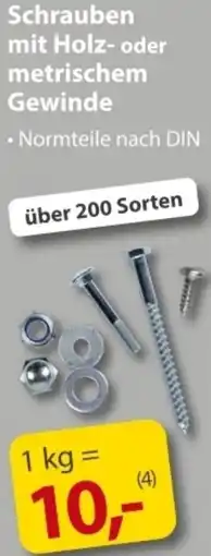 Sonderpreis Baumarkt Schrauben mit Holz- oder metrischem Gewinde Angebot