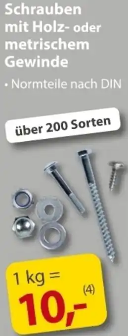 Sonderpreis Baumarkt Schrauben mit Holz- oder metrischem Gewinde Angebot