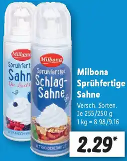 Lidl Milbona Sprühfertige Sahne Angebot