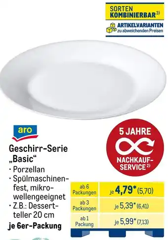 METRO aro Geschirr-Serie ,,Basic" Angebot