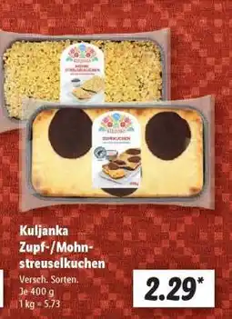 Lidl Kuljanka Zupf-/Mohnstreuselkuchen Angebot