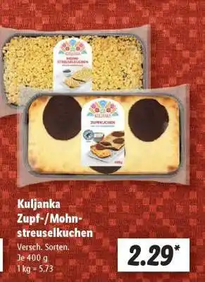 Lidl Kuljanka Zupf-/Mohnstreuselkuchen Angebot