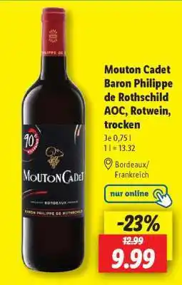 Lidl Mouton Cadet Baron Philippe de Rothschild AOC, Rotwein, trocken Angebot