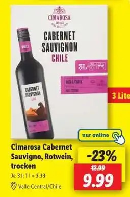 Lidl Cimarosa Cabernet Sauvigno, Rotwein, trocken Angebot