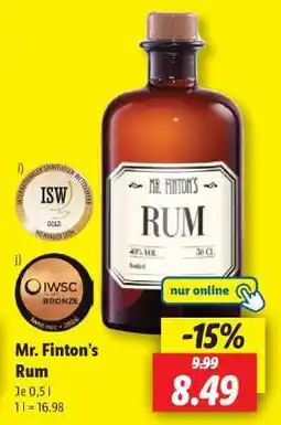 Lidl Mr. Finton’s Rum Angebot