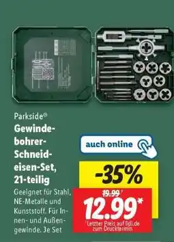 Lidl Parkside Gewindebohrer-Schneideisen-Set, 21-teilig Angebot
