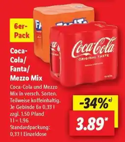 Lidl Coca­Cola/ Fanta/Mezzo Mix Angebot