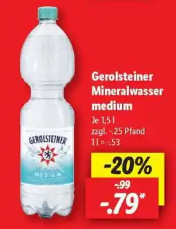 Lidl Gerolsteiner Mineralwasser medium Angebot