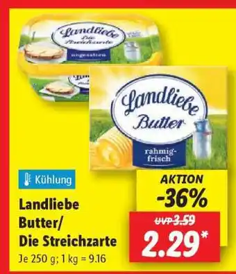 Lidl Landliebe Butter/Die Streichzarte Angebot