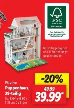 Lidl Playtive Puppenhaus, 39-teilig Angebot
