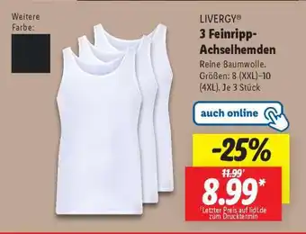 Lidl LIVERGY 3 Feinripp-Achselhemden Angebot