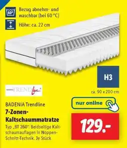 Lidl BADENIA TRENDLINE 7-Zonen-Kaltschaummatratze Angebot