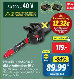 Lidl PARKSIDE PERFORMANCE Akku-Kettensäge 40 V Angebot