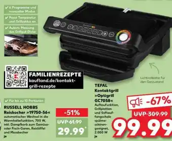 Kaufland TEFAL Kontaktgrill Optigrill GC7058 Angebot