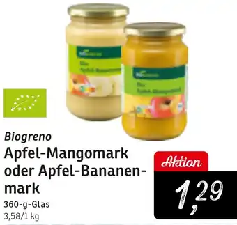 KONSUM Biogreno Apfel-Mangomark oder Apfel-Bananenmark Angebot