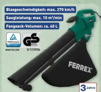 Aldi Nord Ferrex Elektro-Laubbläser/Laubsauger FBT-LBV001 Angebot