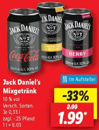 Lidl Jack Daniel's Mixgetränk Angebot