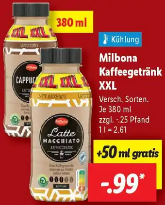 Lidl Milbona Kaffeegetränk XXL Angebot
