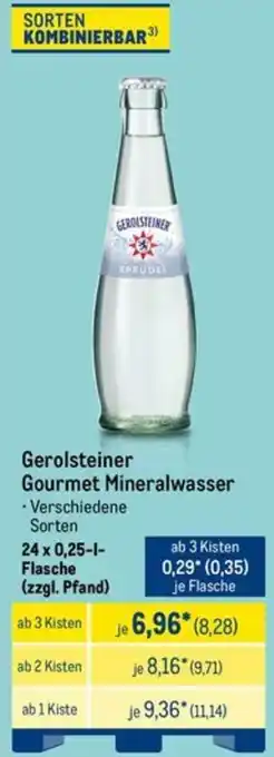 METRO Gerolsteiner Gourmet Mineralwasser Angebot