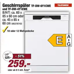 Poco Telefunken geschirrspüler tf-dw-6y1cwe Angebot