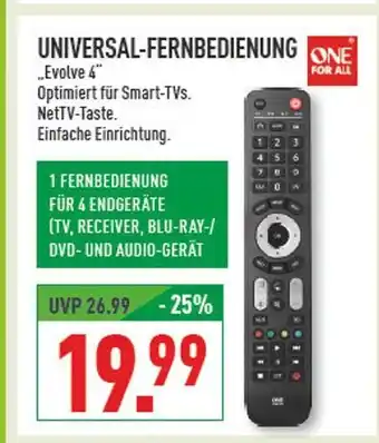 Marktkauf One for all universal-fernbedienung evolve 4 Angebot