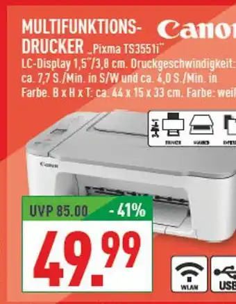 Marktkauf Canon multifunktionsdrucker pixma ts3551i Angebot