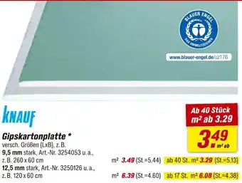 toom Baumarkt Knauf gipskartonplatte 9,5 mm stark Angebot
