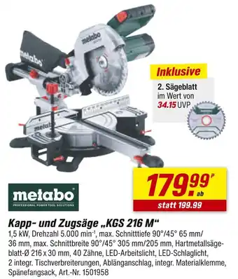 toom Baumarkt Metabo kapp- und zugsäge kgs 216 m Angebot