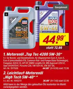 toom Baumarkt Motorenöl „top tec 4200 5w-30“ Angebot