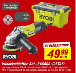 toom Baumarkt Ryobi winkelschleifer-set „rag800-125ta6“ Angebot