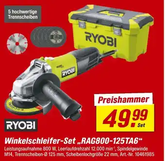 toom Baumarkt Ryobi winkelschleifer-set „rag800-125ta6“ Angebot