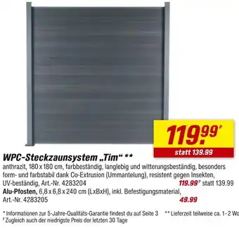 toom Baumarkt Wpc-steckzaunsystem „tim“ Angebot